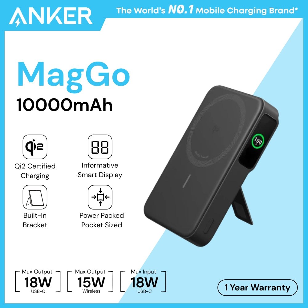 ANKER - MagGo 10000mAh 15W Magnetic Power Bank - Black
