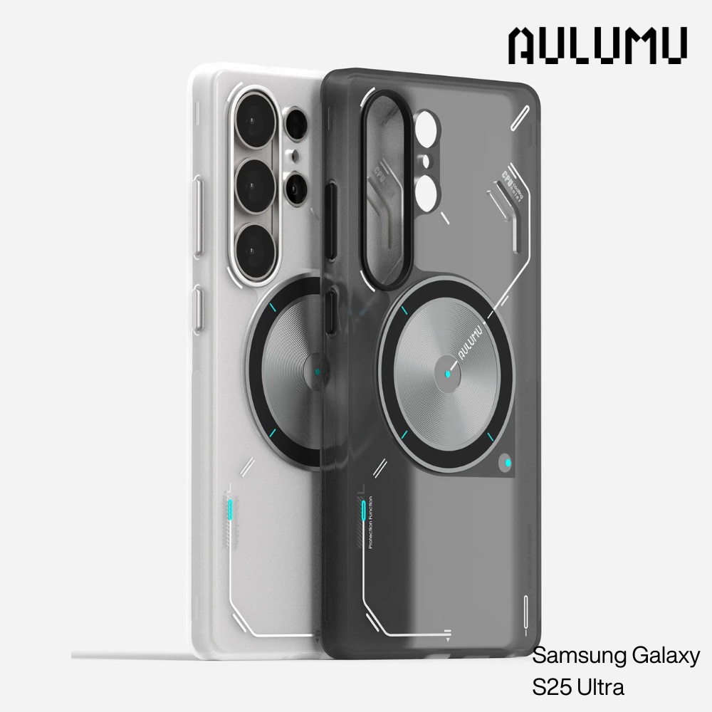 Aulumu - S25 Frosted Case for Samsung Galaxy S25 Ultra | Subtle Glow-in-the -Dark | Translucent Gray&White | Magnetic
