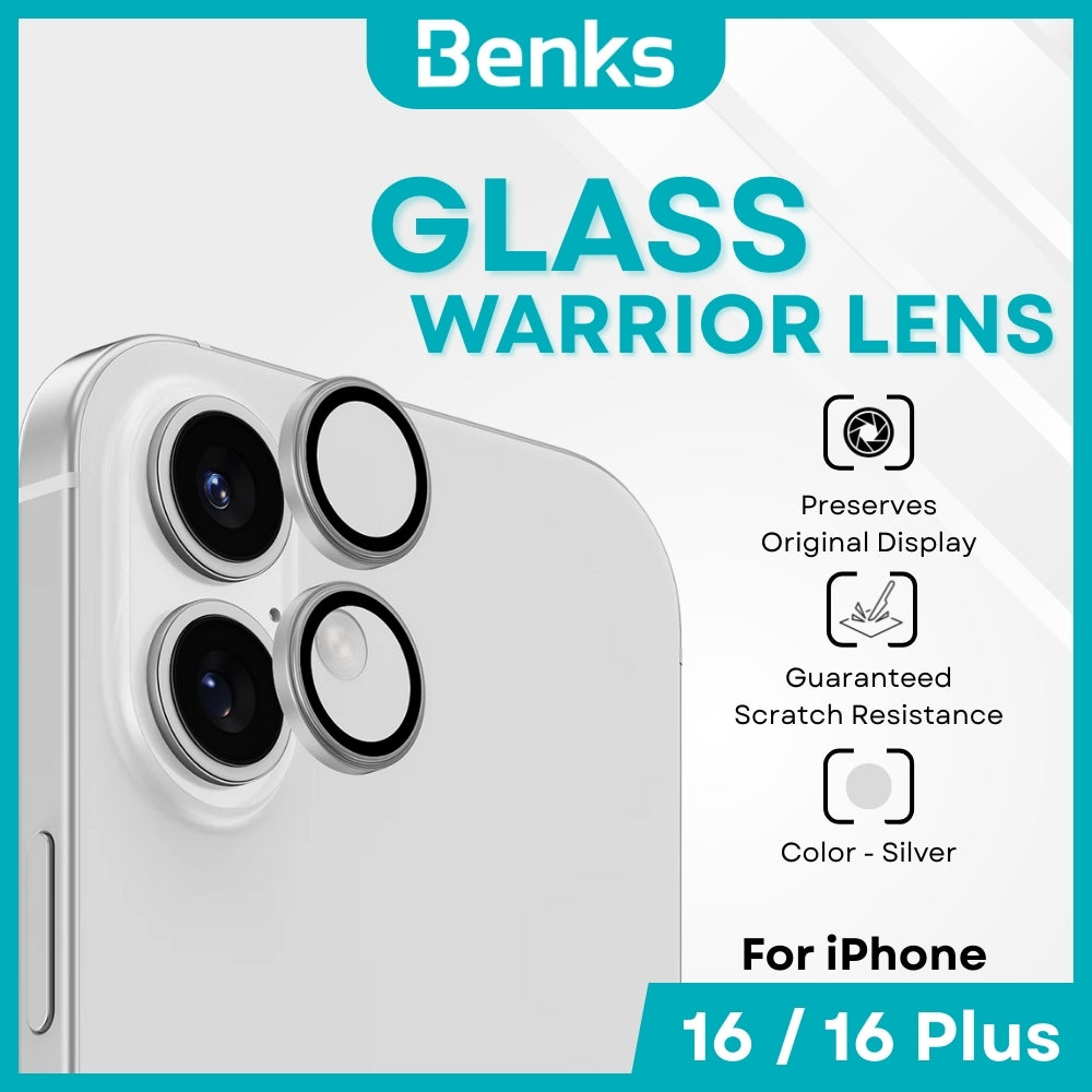 BENKS - GlassWarrior Lens Protector - IPhone 16 / 16 Plus (Silver)