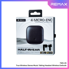 REMAX - TWS-25 True Wireless Stereo Music Talking WIreless Earbuds - Black