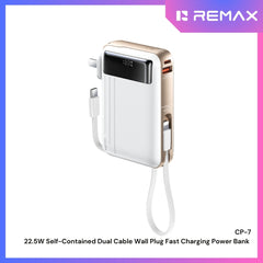 REMAX - CP-7 10000mAh Self-contained Fast Charging Cable Wall Plug Mobile Power(Adapter) ( PD20W+QC22.5W) - White
