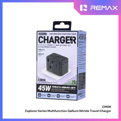 REMAX - CM06 Explorer 45W MultiFunctional Gallium Nitride Travel Charger - Black