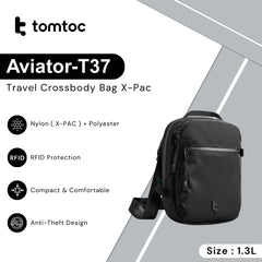 TOMTOC - Aviator-T37 Travel Crossbody Bag X-Pac ( 1.3L ) - Black