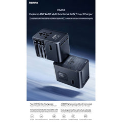 REMAX - CM06 Explorer 45W MultiFunctional Gallium Nitride Travel Charger - Black