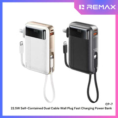 REMAX - CP-7 10000mAh Self-contained Fast Charging Cable Wall Plug Mobile Power(Adapter) ( PD20W+QC22.5W) - Black