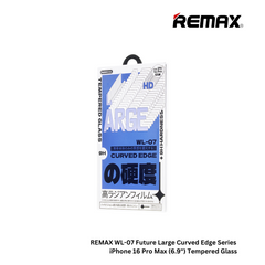 REMAX WL-07 Future large Curved Edge Series iPhone 16 Pro Max (6.9") Matte HD Tempered Glass - Clear