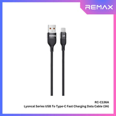 REMAX - RC-C136A Lyoncal Series USB to Type-C Fast Charging Data Cable ( 3A ) - Black
