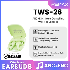 REMAX - TWS-26 ANC+ENC Noise Canceling True Wireless Stereo Music Talking Wireless Earbuds - Green