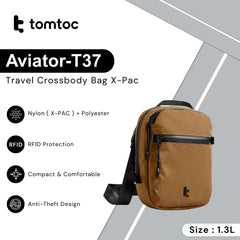 TOMTOC - Aviator-T37 Travel Crossbody Bag X-Pac ( 1.3L ) - Brown