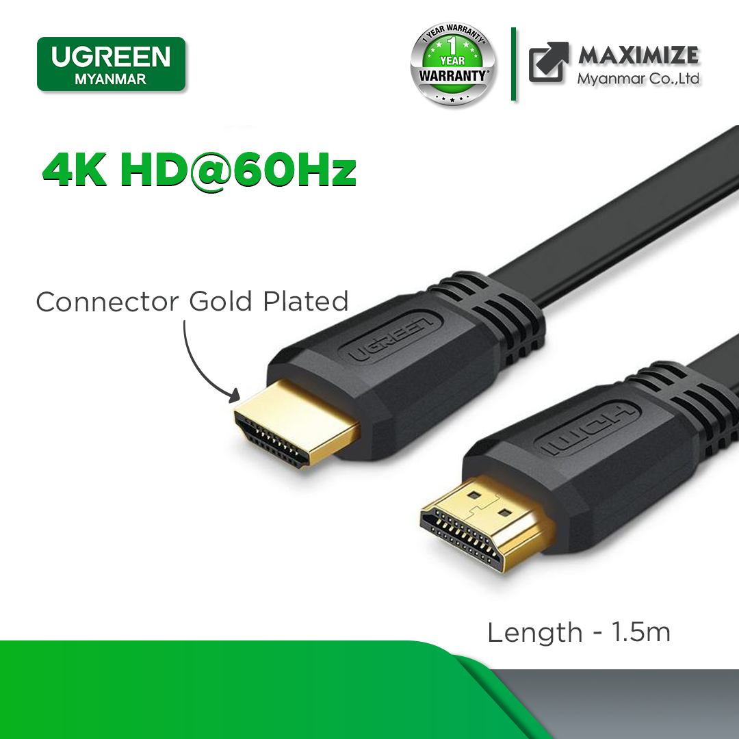 UGREEN ED015 4K 60 Hz HDMI 2.0 Flat Cable for TV HD Monitor Projector - 1.5M