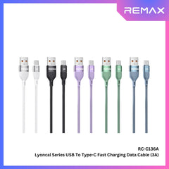 REMAX - RC-C136A Lyoncal Series USB to Type-C Fast Charging Data Cable ( 3A ) - Black