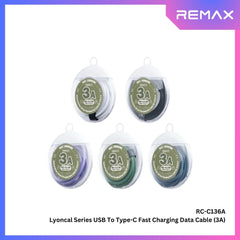 REMAX - RC-C136A Lyoncal Series USB to Type-C Fast Charging Data Cable ( 3A ) - Black