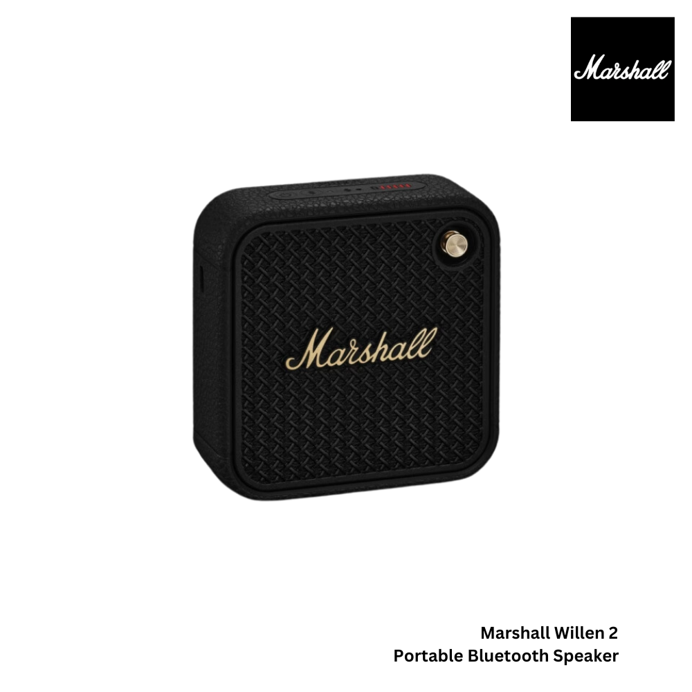 Marshall Willen 2 Portable Bluetooth Speaker - Black and Brass