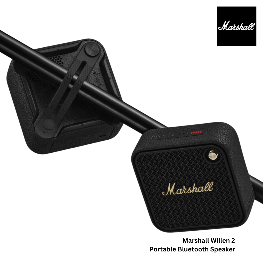 Marshall Willen 2 Portable Bluetooth Speaker - Black and Brass