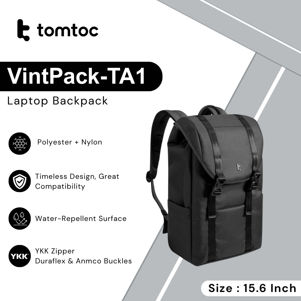 TOMTOC - VintPack-TA1 Laptop Back ( 15.6 Inch / 22L ) - Dark