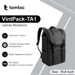 TOMTOC - VintPack-TA1 Laptop Back ( 15.6 Inch / 22L ) - Dark