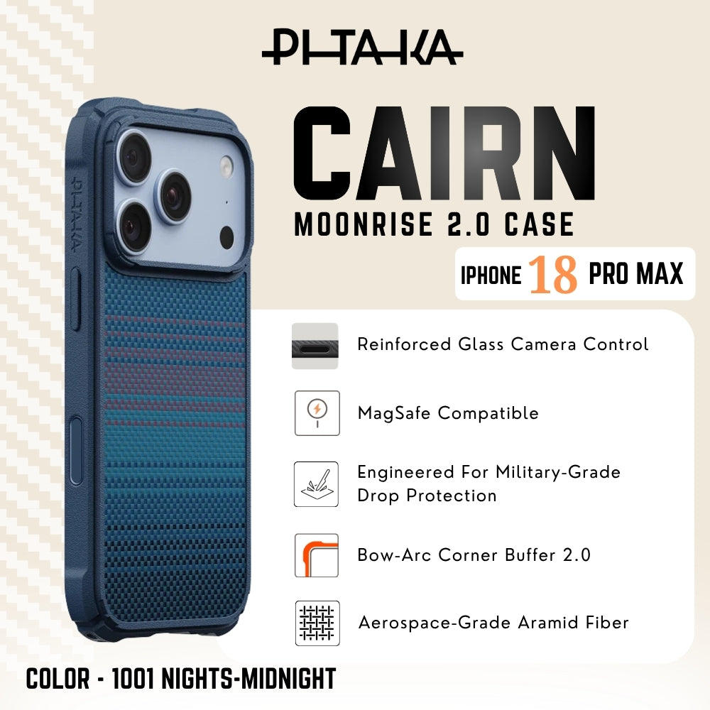 PITAKA - 1001 Nights-Midnight 01 Cairn Case For iPhone 18 Pro Max - Moonrise 2.0