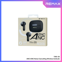 REMAX - TWS-35 ANC+ENC Six-Microphone Hybrid Noise-Canceling Music and Call Wireless Earbuds - Black