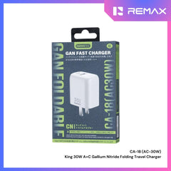 REMAX - CA-18 AC30W King Gallium Nitride Folding Travel Charger - White