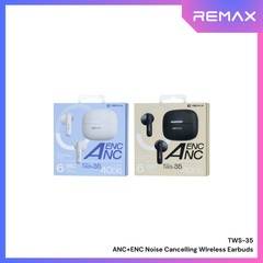 REMAX - TWS-35 ANC+ENC Six-Microphone Hybrid Noise-Canceling Music and Call Wireless Earbuds - White