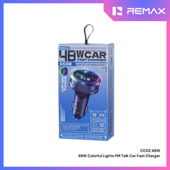REMAX - CC02 48W Colorful Light FM Talk Fast Car Charger - Black