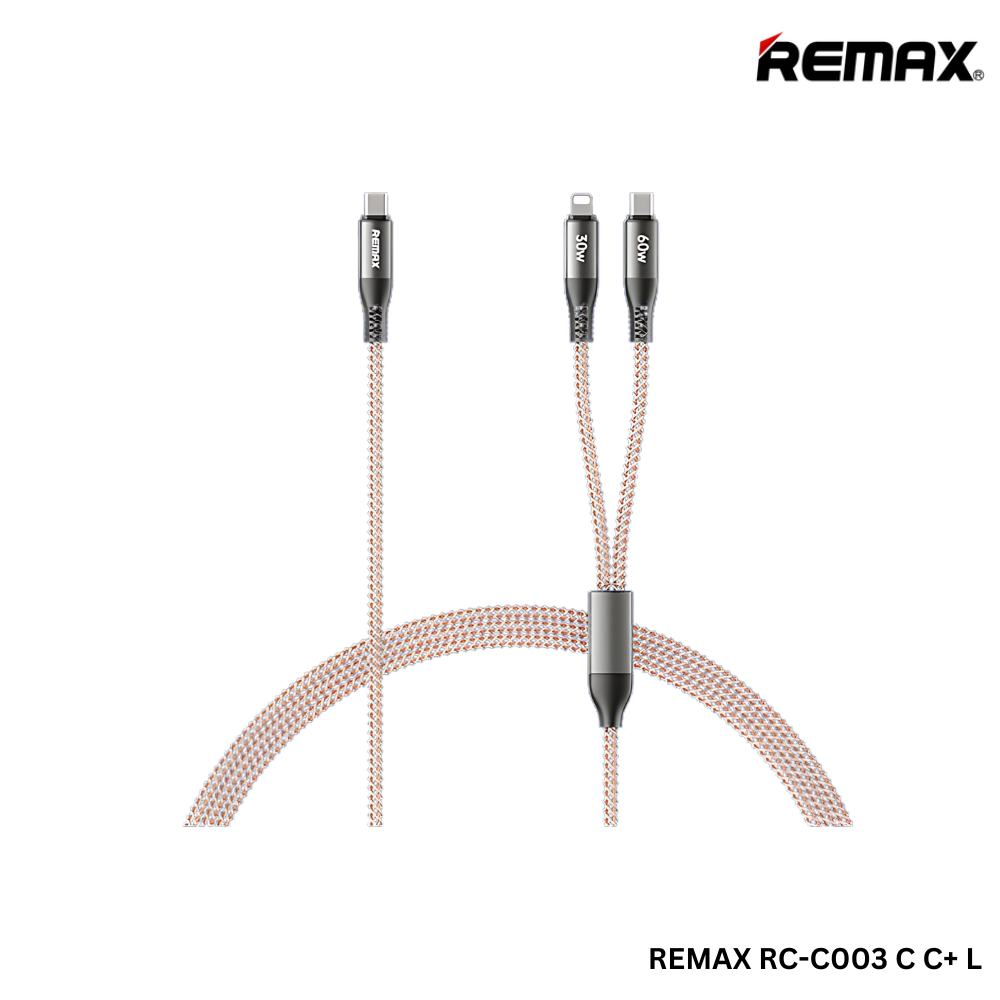 REMAX RC-C003 C C+L Fantasy Series 2 in 1 Luminous Gradient Fast Charging Cable(65W) - White