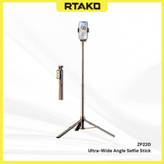 RTAKO - ZP220 Ultra-Wide Angle Selfie Stick - Black