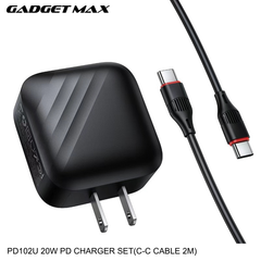 GADGET MAX - PD102U 20W PD Type- C Charger Set - Black