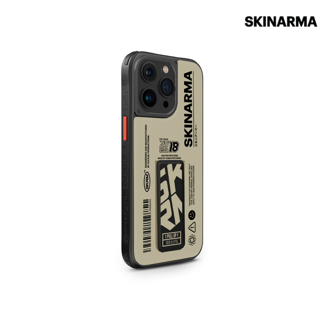 Skinarma iPhone 15 Pro 6.1" Spunk (Mag-Charge + Grip-Stand) Case (Beige)
