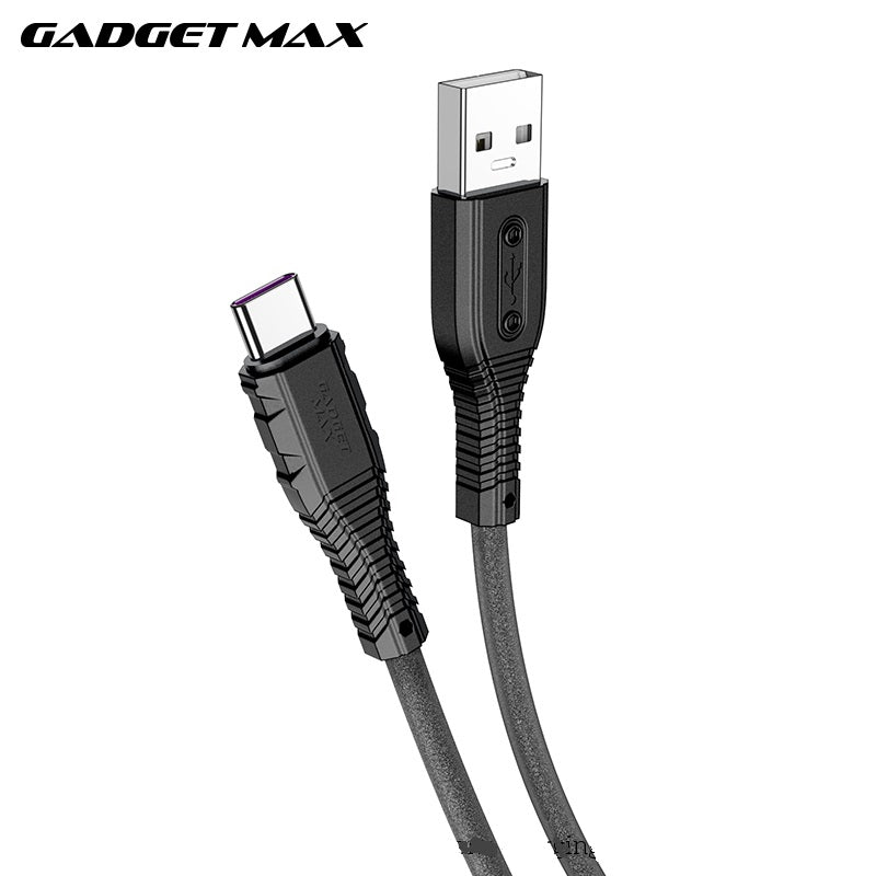 GADGET MAX GX07 TYPE-C 2.4A NANO SILICONE CHARGING DATA CABLE FOR TYPE-C (5A)(1M) - BLACK