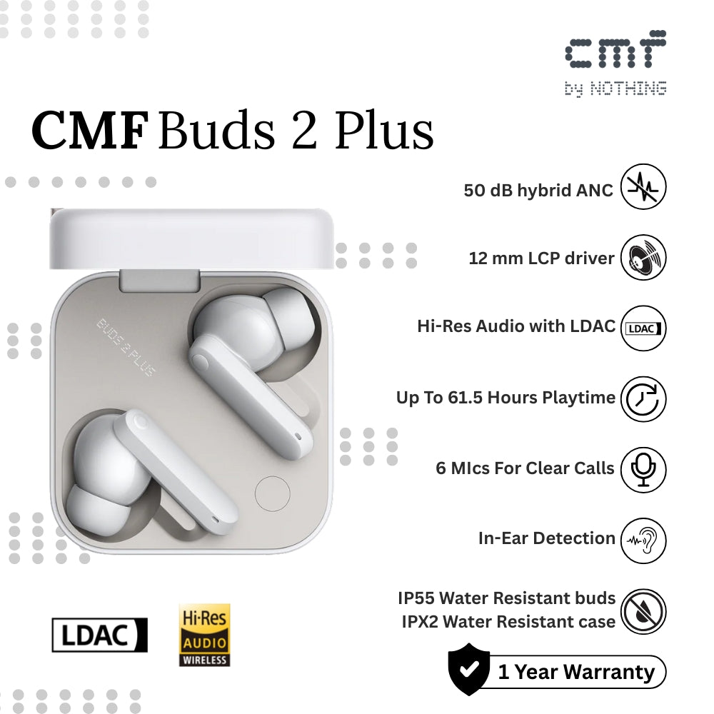 NOTHING - CMF Buds 2 Plus - Light Grey