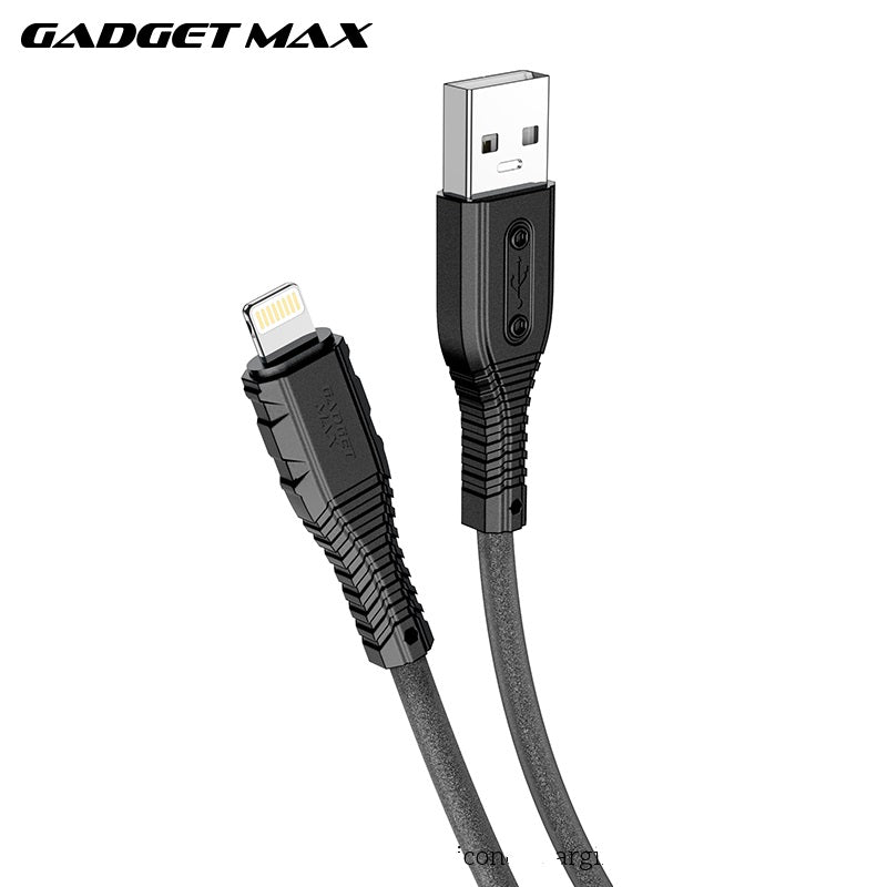 GADGET MAX GX07 IPH 2.4A NANO SILICONE CHARGING DATA CABLE FOR IPH (2.4A)(1M) - BLACK