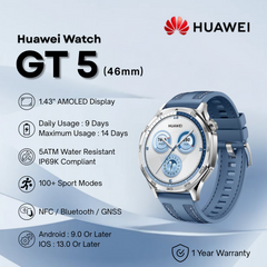 HUAWEI - Watch GT 5 Smart Watch (46mm) - Blue