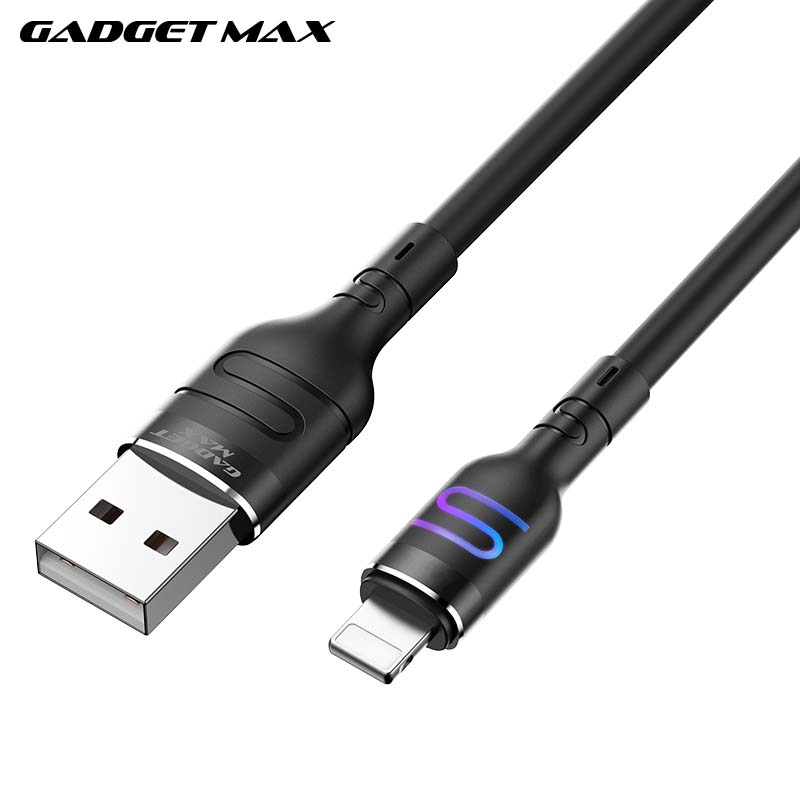 GADGET MAX GX14 DU18 S-SHAPE FAST USB TO IPH CHARGING DATA CABLE WITH LIGHT(2.4A) (1M)