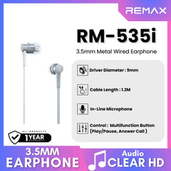 REMAX - RM-535I 3.5mm Wired Earphone - White