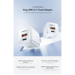 REMAX - CA-18 King 20W A+C Travel Adapter - White