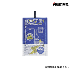 REMAX RC-C003 C C+L Fantasy Series 2 in 1 Luminous Gradient Fast Charging Cable(65W) - White