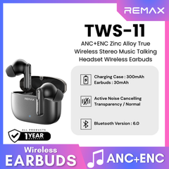 REMAX - TWS-11 ANC+ENC Zinc Alloy True Wireless Stereo Music Talking Wireless Earbuds - Tarnish
