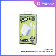 REMAX - CA09 C-C C30W Wisers Gallium Nitride & PD 65W Cable Charger Set - White