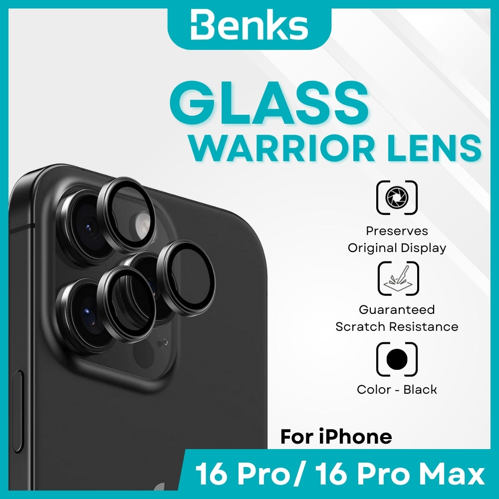 BENKS - GlassWarrior Lens Protector - IPhone 16 Pro / 16 Pro Max (Black)