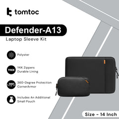 Tomtoc - Defender-A13 Laptop Sleeve Kit ( 14 Inch ) - Black