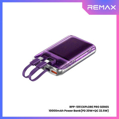 REMAX RPP-591 Explore Pro Series 10000mAh PD+QC Fast Charging Power Bank(PD 20W+QC 22.5W) - Purple