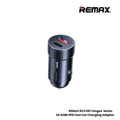 REMAX RCC361 Tangee Series 3A Multi-Compatible Car Charger(1USB+1PD) - Black