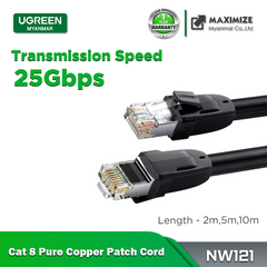 UGREEN - NW121 Cat 8 Ethernet Cable RJ45 Network LAN Cable High Speed Up 25GB (5M)