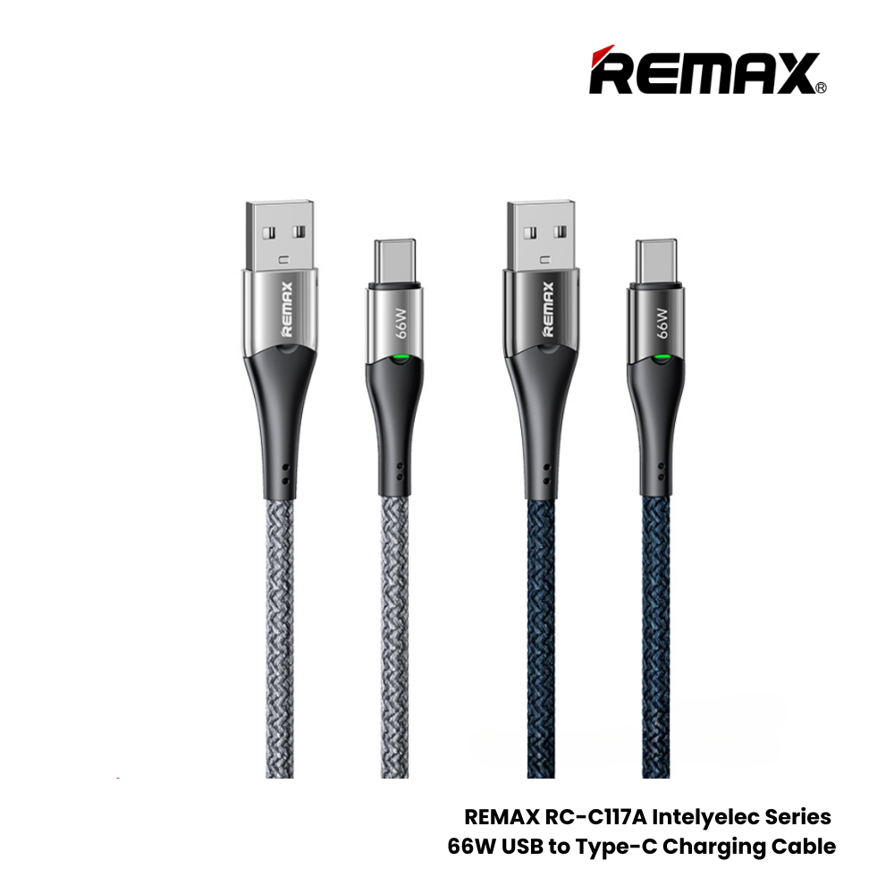 REMAX RC-C117A Intelyelec Series 66W USB to Type-C Fast Charging Auto Power Off Charging Data Cable - Silver