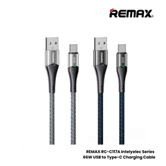REMAX RC-C117A Intelyelec Series 66W USB to Type-C Fast Charging Auto Power Off Charging Data Cable - Silver