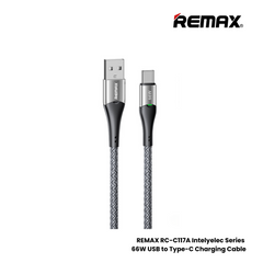 REMAX RC-C117A Intelyelec Series 66W USB to Type-C Fast Charging Auto Power Off Charging Data Cable - Silver