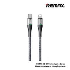 REMAX RC-C116 C-L Intelyelec Series 30W Type-C to Lightning Fast Charging Auto Power Off Charging Data Cable - Grey