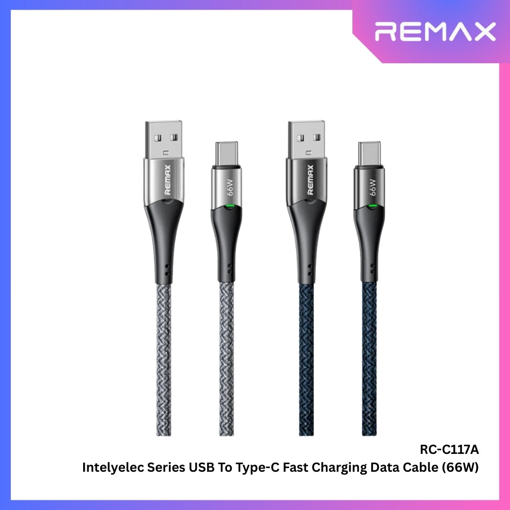 REMAX - RC-C117A Intelyelec Series USB to Type-C Fast Charging Auto Power Off Charging Data Cable ( 66W ) - Silver