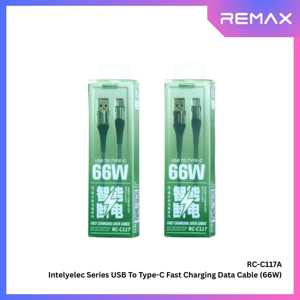 REMAX - RC-C117A Intelyelec Series USB to Type-C Fast Charging Auto Power Off Charging Data Cable ( 66W ) - Silver